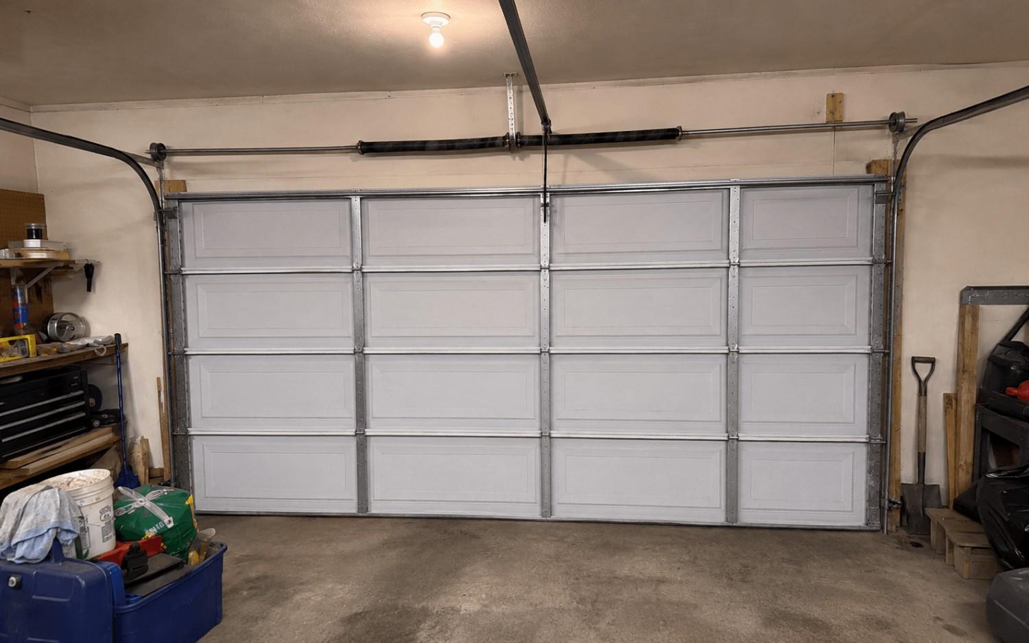 Garage door hanging level after a new lift cable was installed.